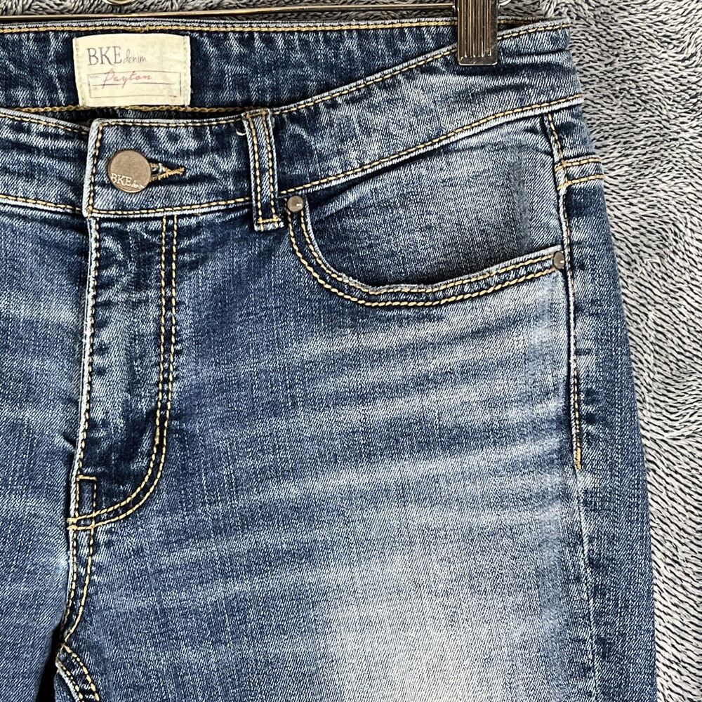 BKE Payton Jeans Womens 28R Blue Denim Cropped Mid-Rise Distressed Stretch - Picture 3 of 16